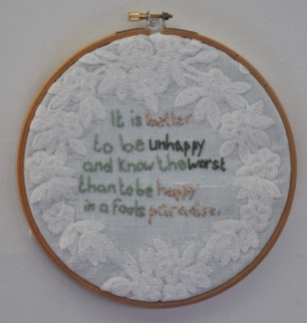 Emotional Happiness or Intellectual Pain Mahla Shapiro Embroidery on Linen and Cotton